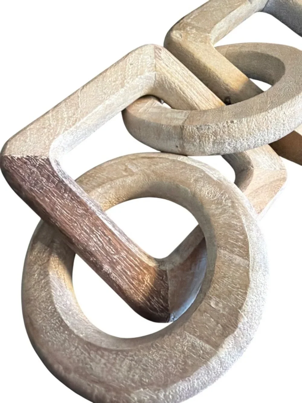 Mango Wood Whitewash Decorative Links Knots 7